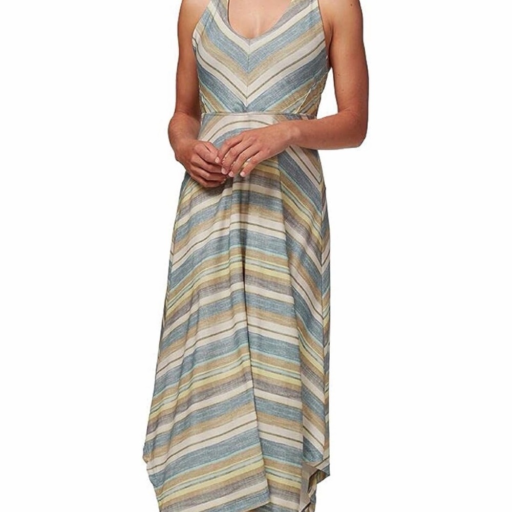 Prana Saxon Striped Maxi Dress in Blue and Yellow
